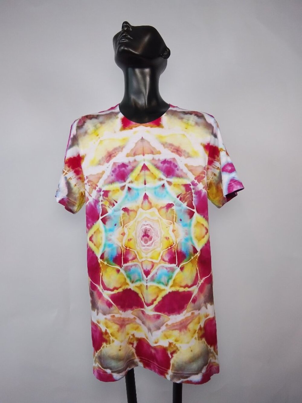 Small Unisex Bella-Canvas 3001C “Mandala” Ice Dyed T-Shirt